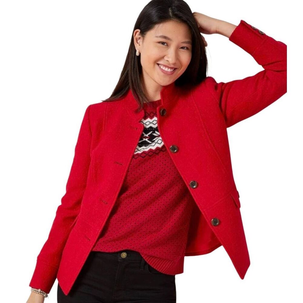 Talbots Women's Red Viscose / Wool Blazer Jacket